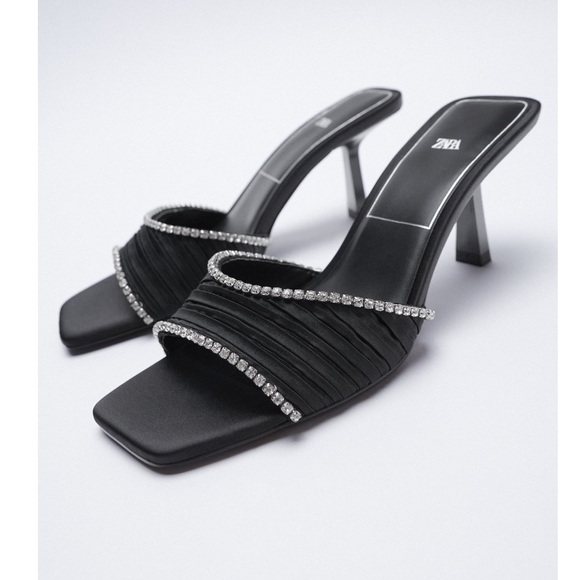 Zara Shoes - Zara satin effect sparkly heeled sandals